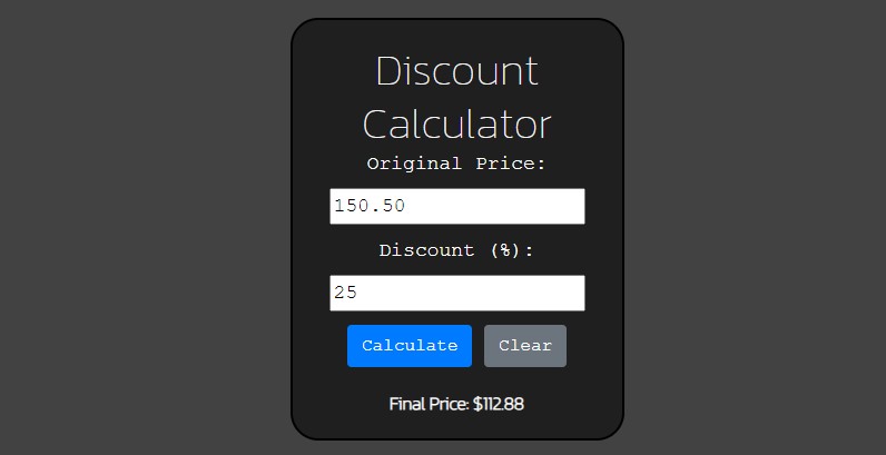 Discount Calculator Screenshot